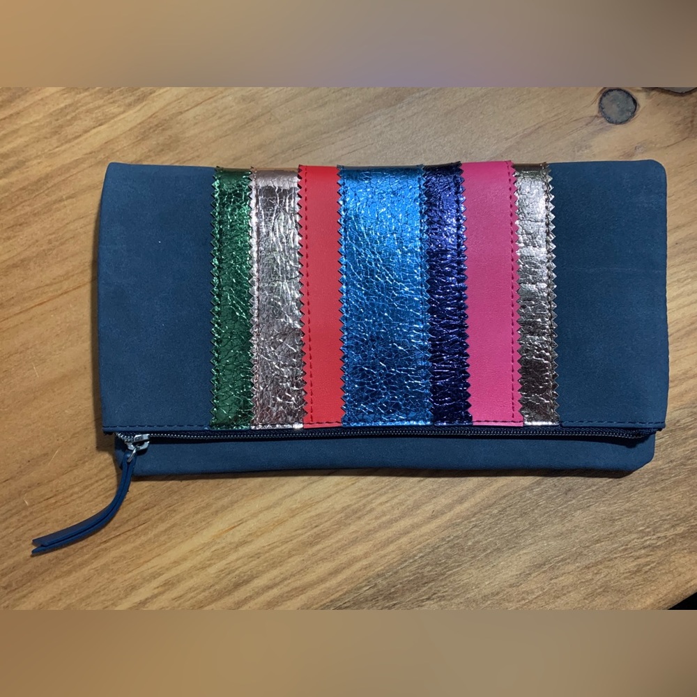 Stella & Dot Navy Metallic Clutch